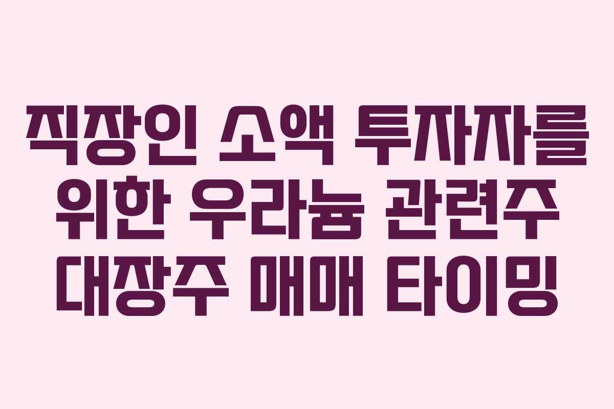 직장인 소액 투자자를 위한 우라늄 관련주 대장주 매매 타이밍