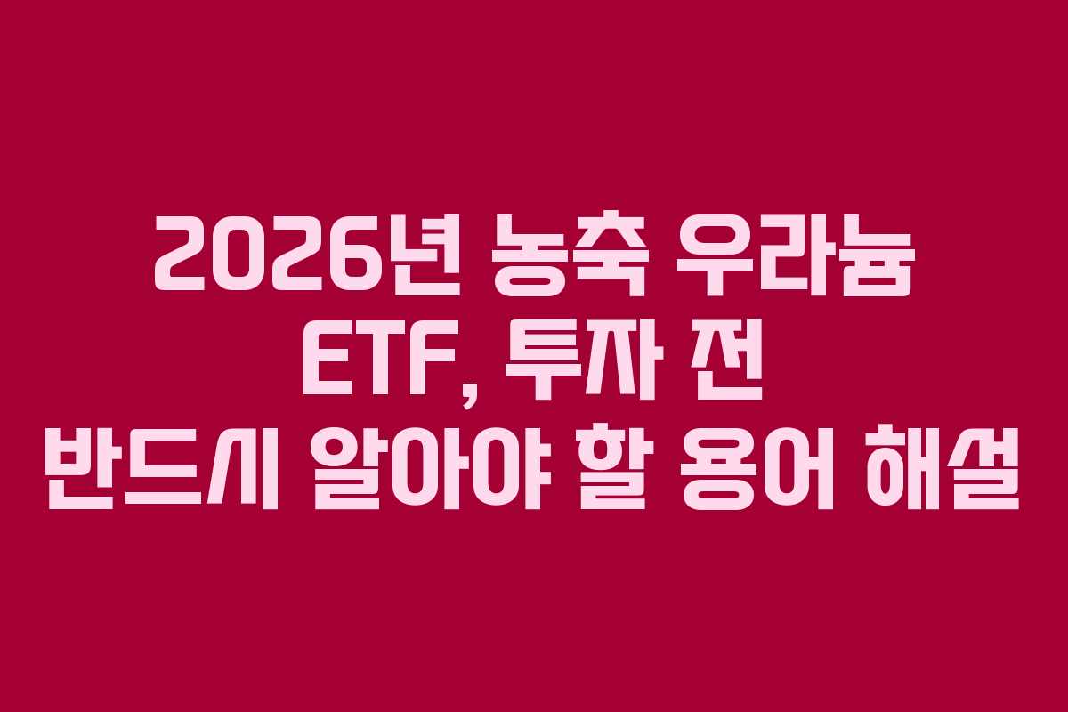 2026년 농축 우라늄 ETF, 투자 전 반드시 알아야 할 용어 해설