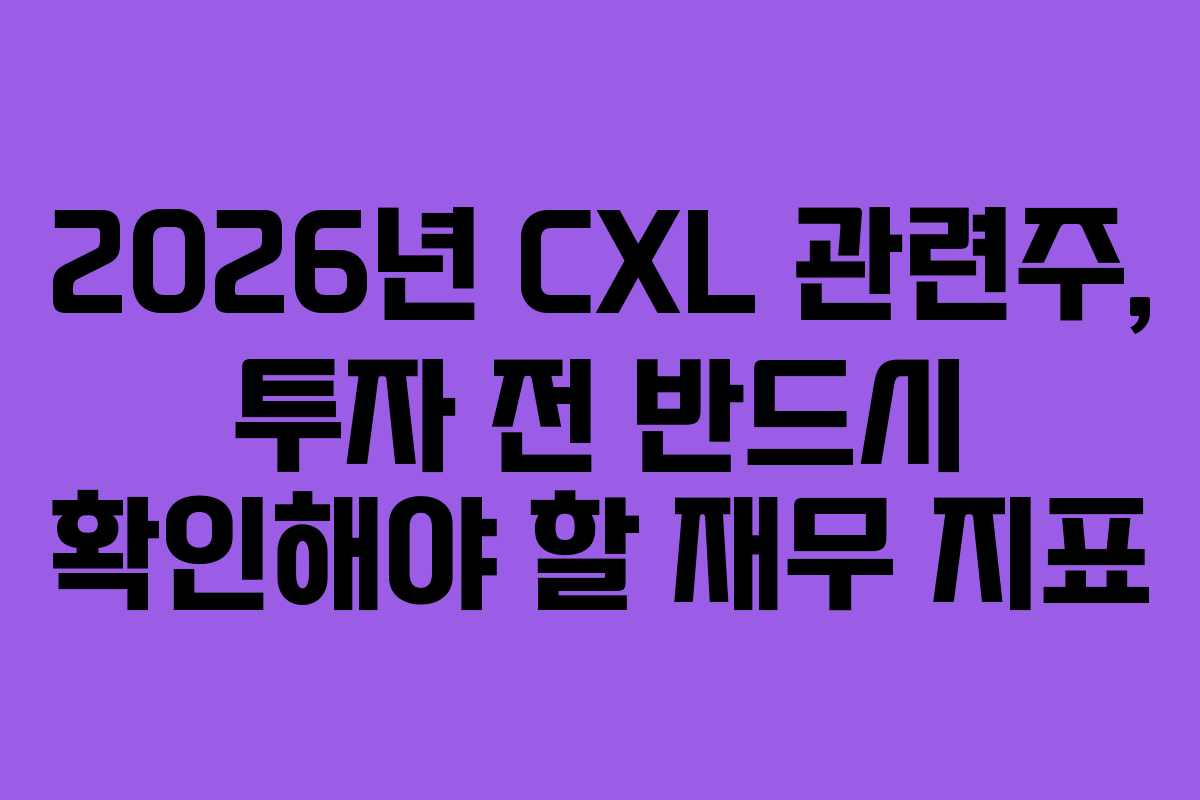 2026년 CXL 관련주, 투자 전 반드시 확인해야 할 재무 지표