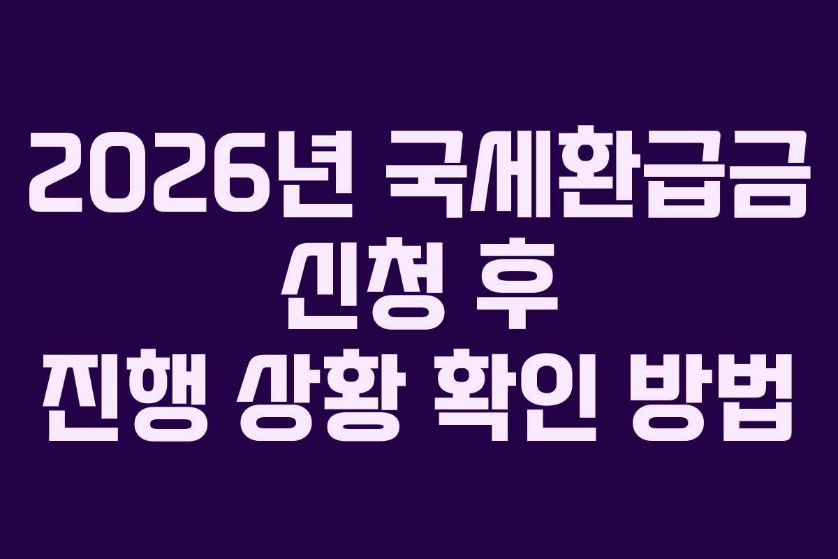 2026년 국세환급금 신청 후 진행 상황 확인 방법