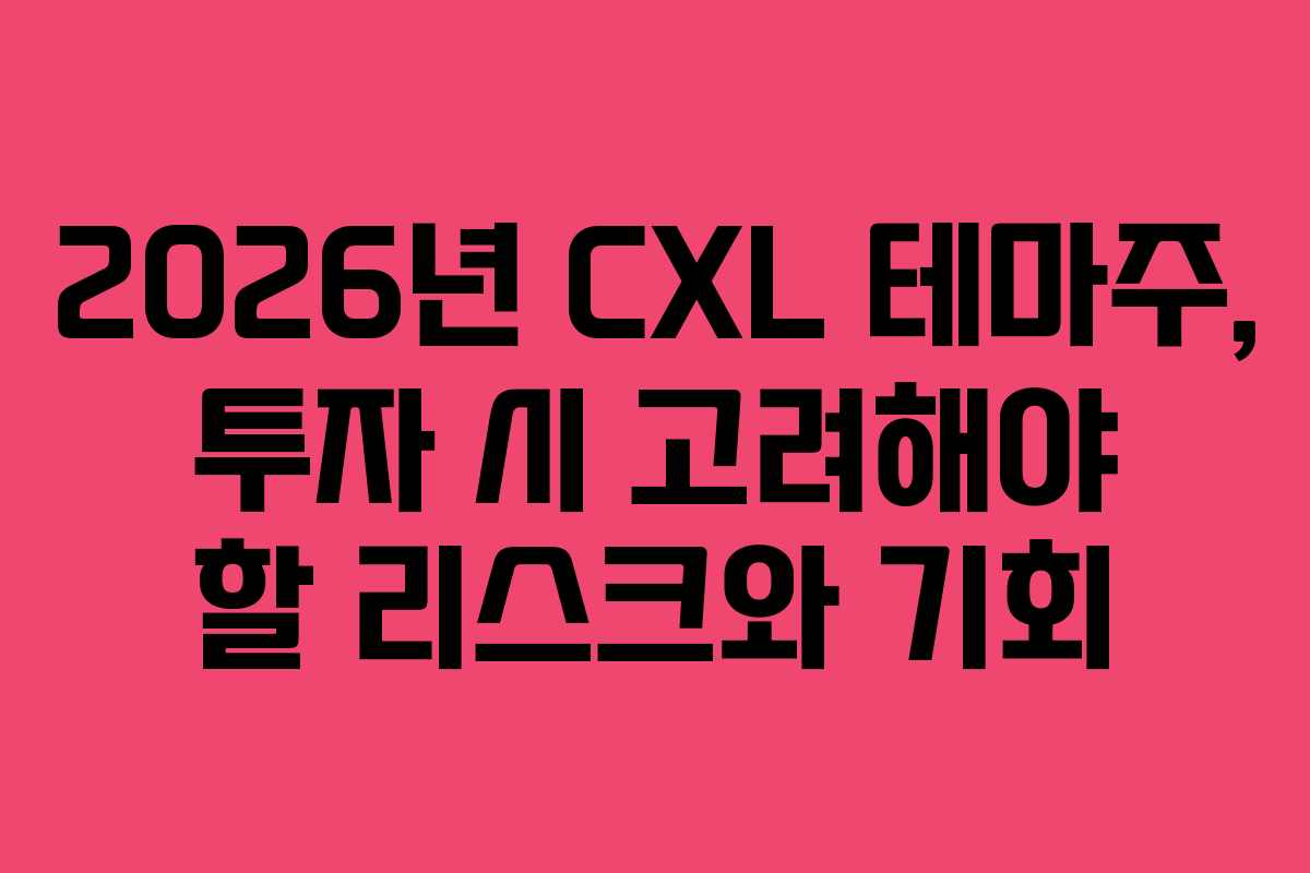 2026년 CXL 테마주, 투자 시 고려해야 할 리스크와 기회