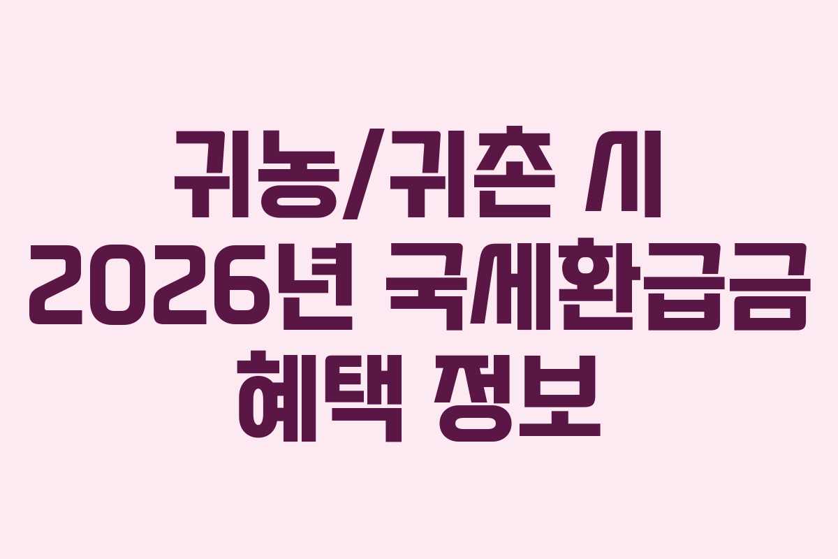 귀농/귀촌 시 2026년 국세환급금 혜택 정보