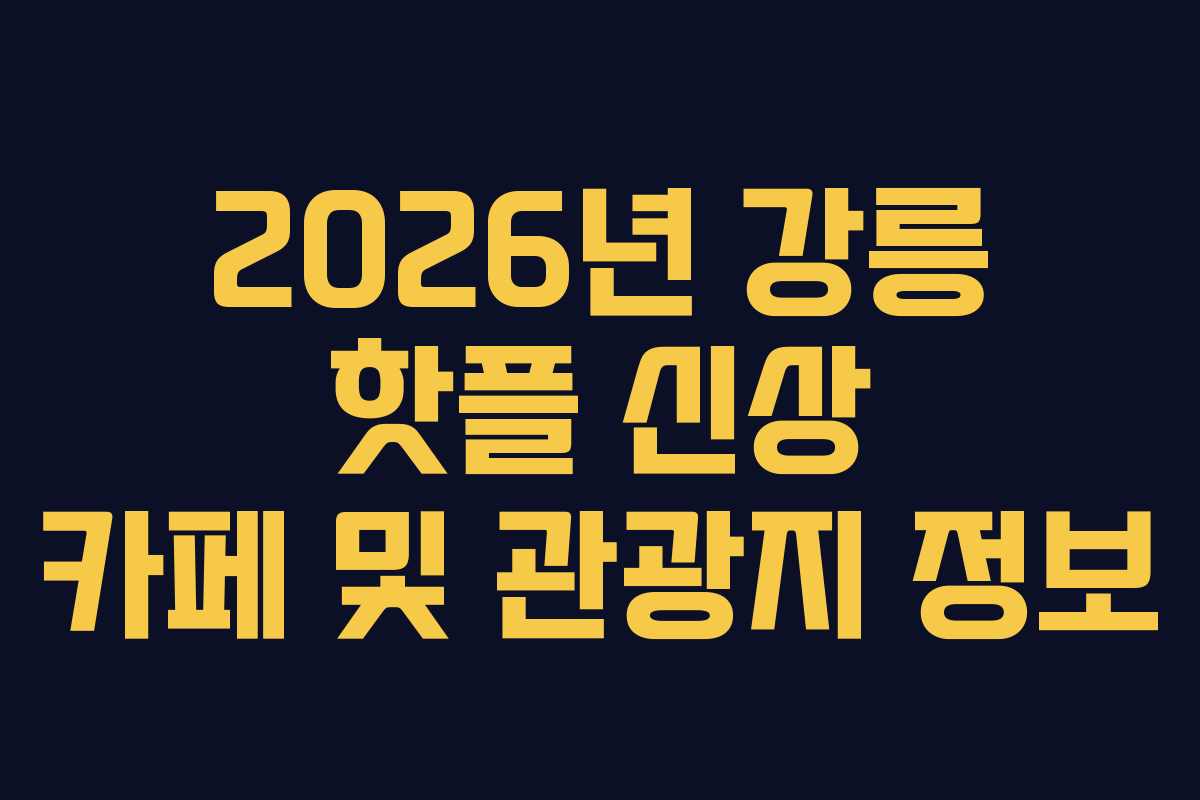 2026년 강릉 핫플 신상 카페 및 관광지 정보
