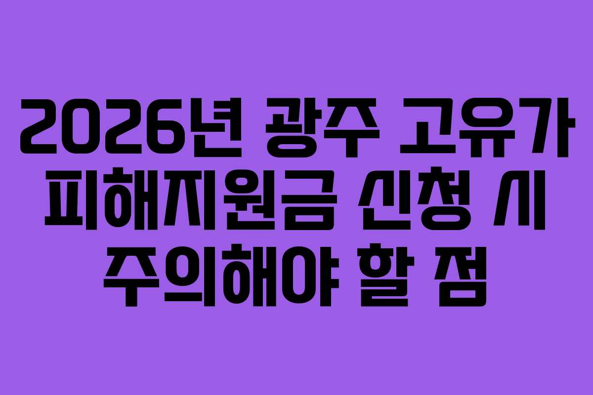 2026년 광주 고유가 피해지원금 신청 시 주의해야 할 점