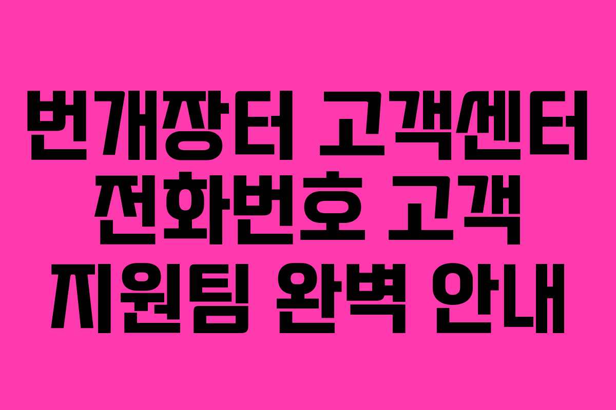 번개장터 고객센터 전화번호 고객 지원팀 완벽 안내