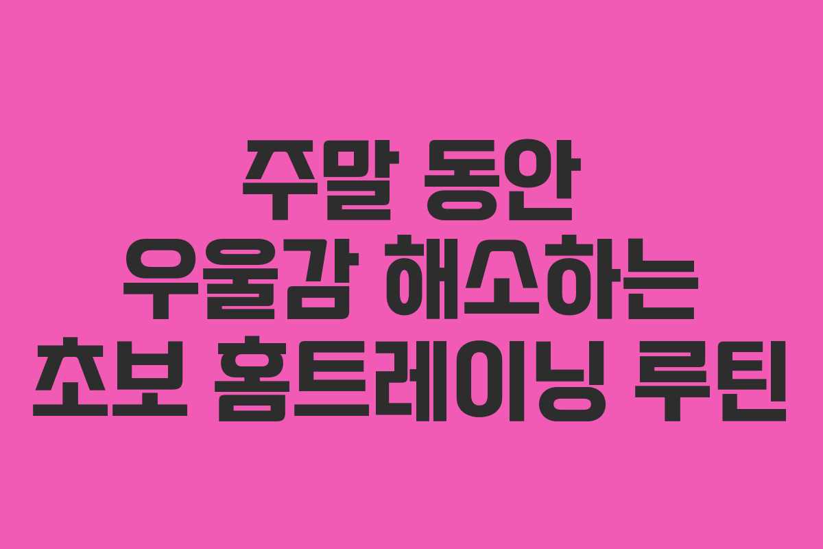 주말 동안 우울감 해소하는 초보 홈트레이닝 루틴