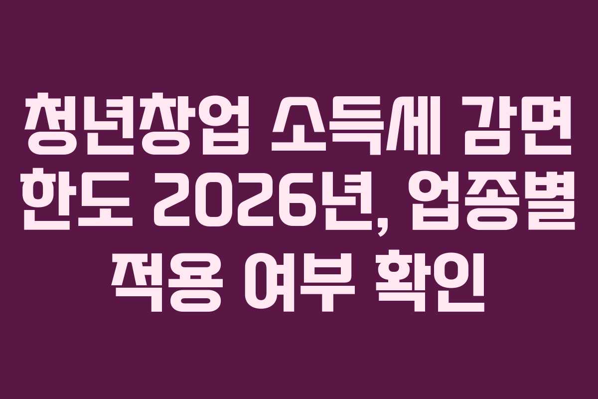 청년창업 소득세 감면 한도 2026년, 업종별 적용 여부 확인