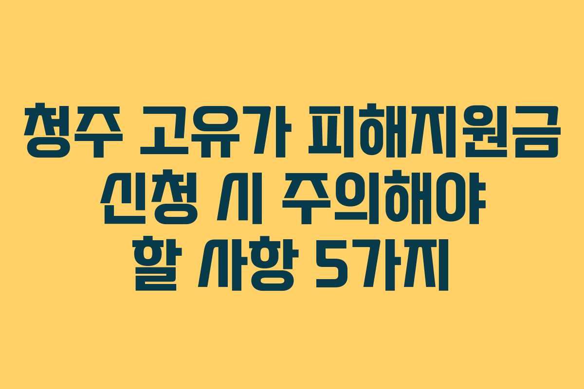 청주 고유가 피해지원금 신청 시 주의해야 할 사항 5가지