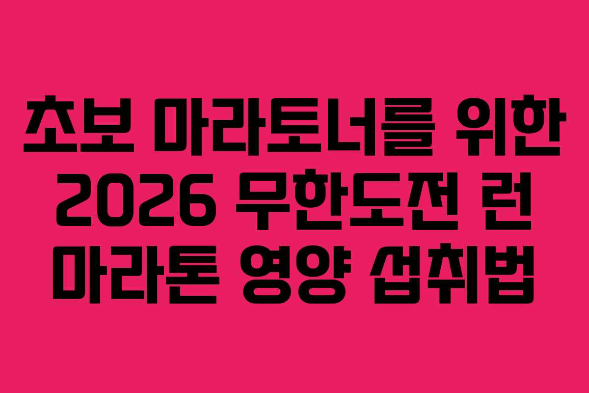 초보 마라토너를 위한 2026 무한도전 런 마라톤 영양 섭취법