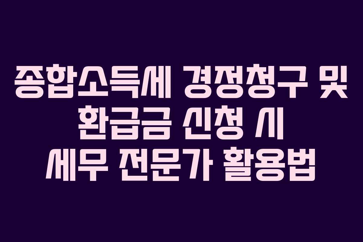 종합소득세 경정청구 및 환급금 신청 시 세무 전문가 활용법