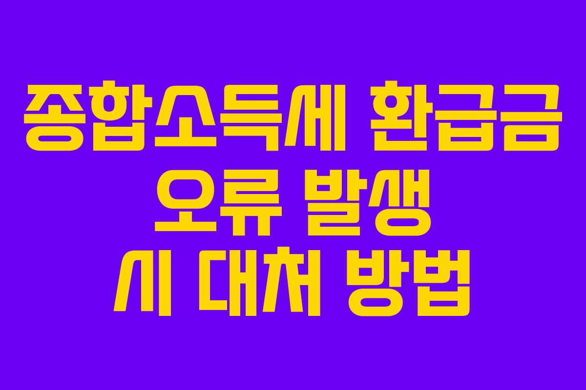 종합소득세 환급금 오류 발생 시 대처 방법
