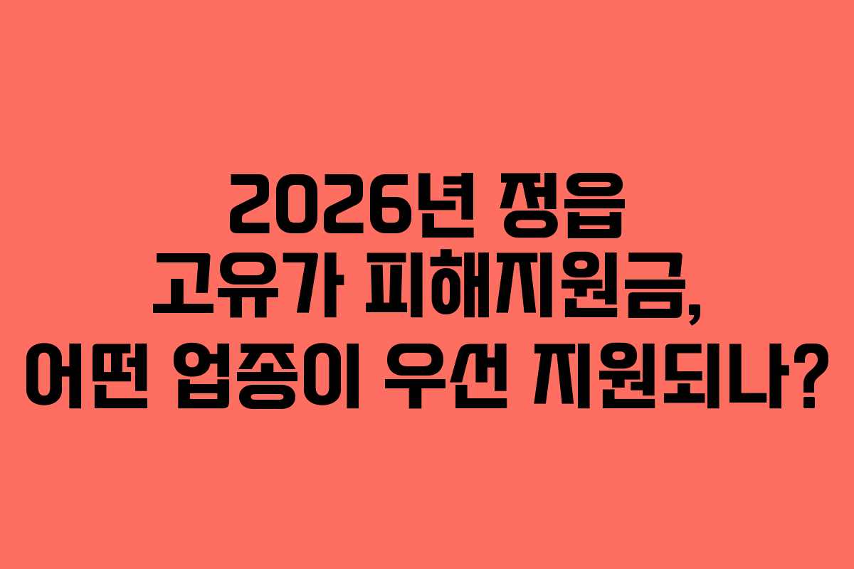 2026년 정읍 고유가 피해지원금, 어떤 업종이 우선 지원되나?