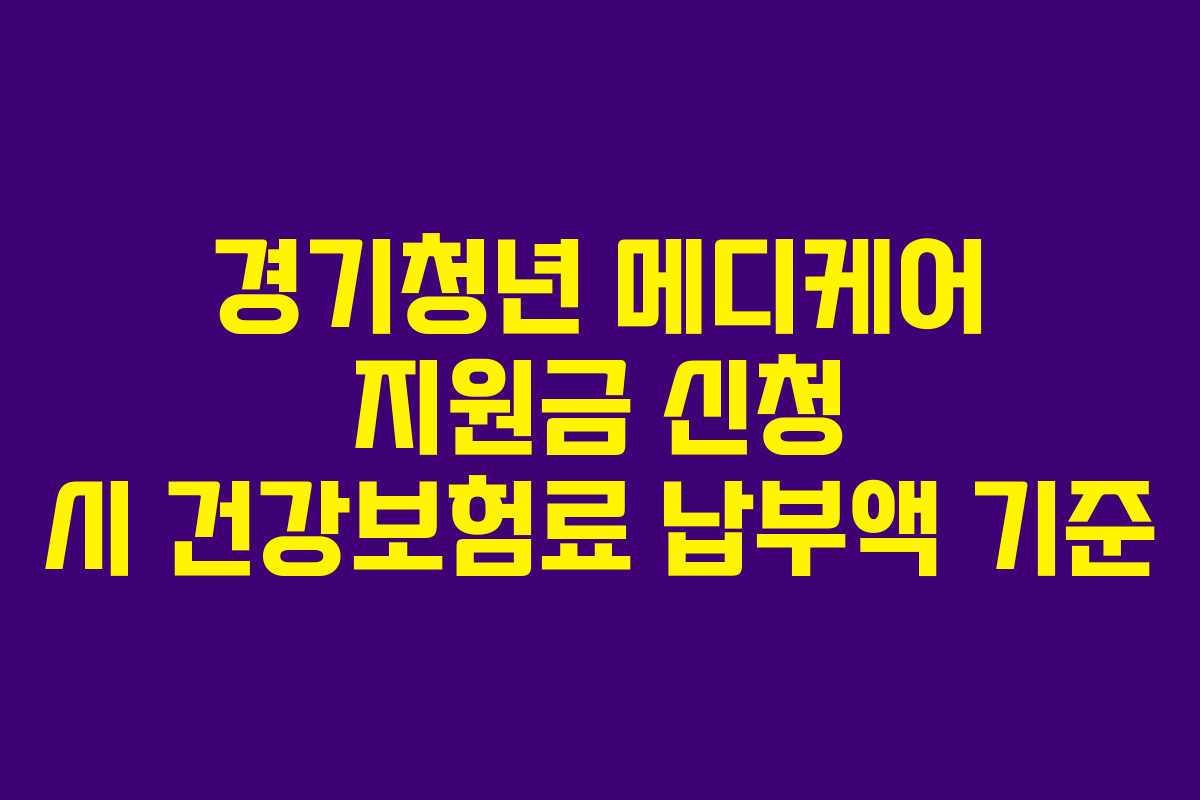 경기청년 메디케어 지원금 신청 시 건강보험료 납부액 기준