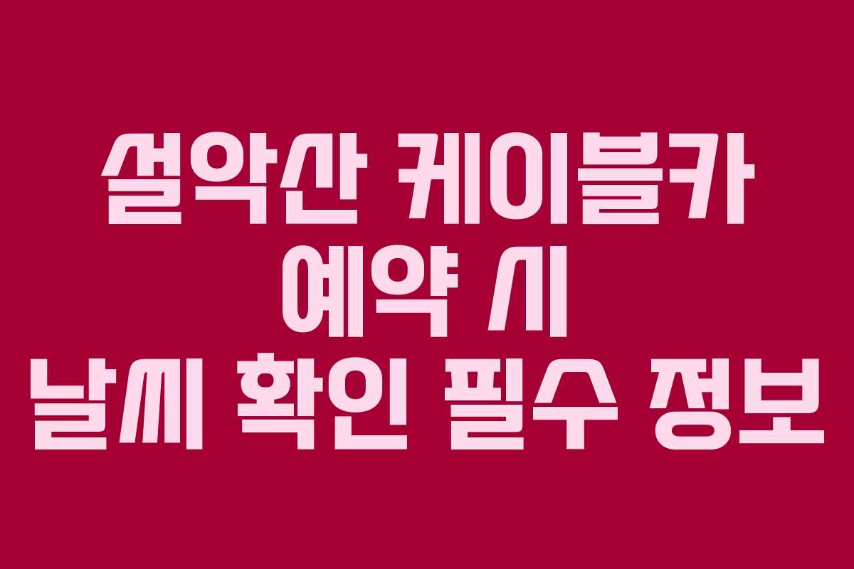 설악산 케이블카 예약 시 날씨 확인 필수 정보