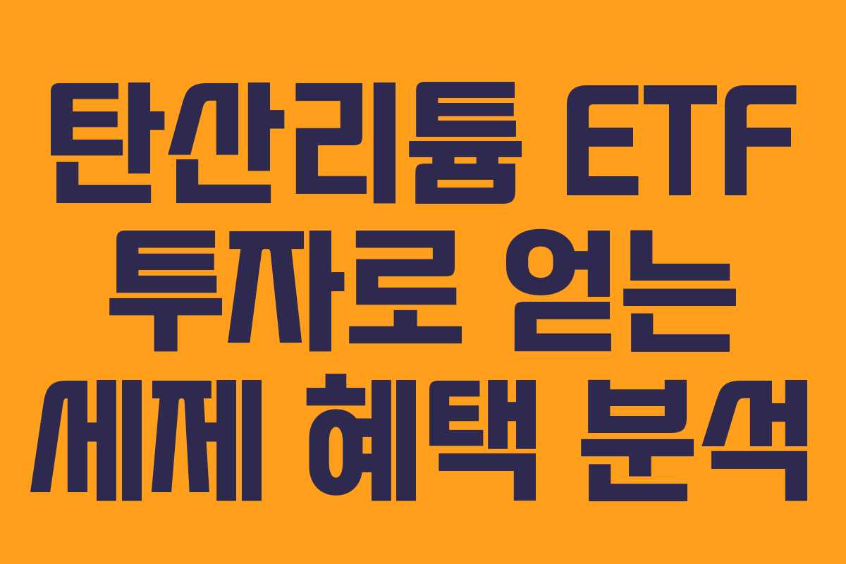 탄산리튬 ETF 투자로 얻는 세제 혜택 분석