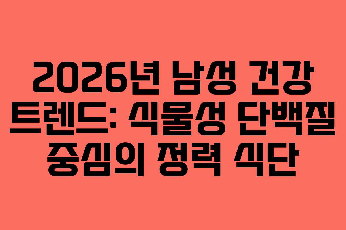2026년 남성 건강 트렌드: 식물성 단백질 중심의 정력 식단