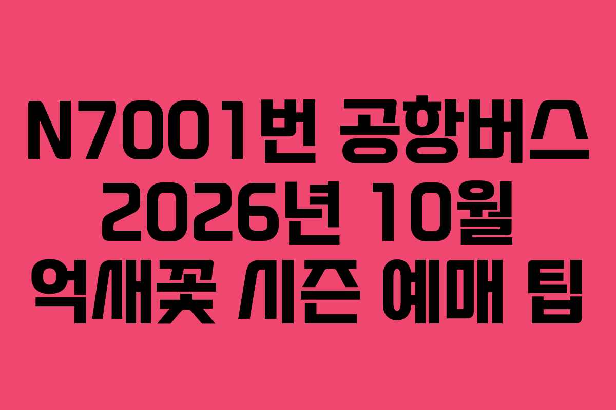 N7001번 공항버스 2026년 10월 억새꽃 시즌 예매 팁
