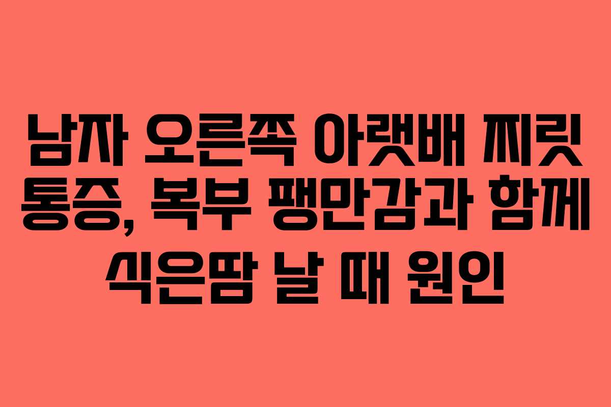 남자 오른쪽 아랫배 찌릿 통증, 복부 팽만감과 함께 식은땀 날 때 원인