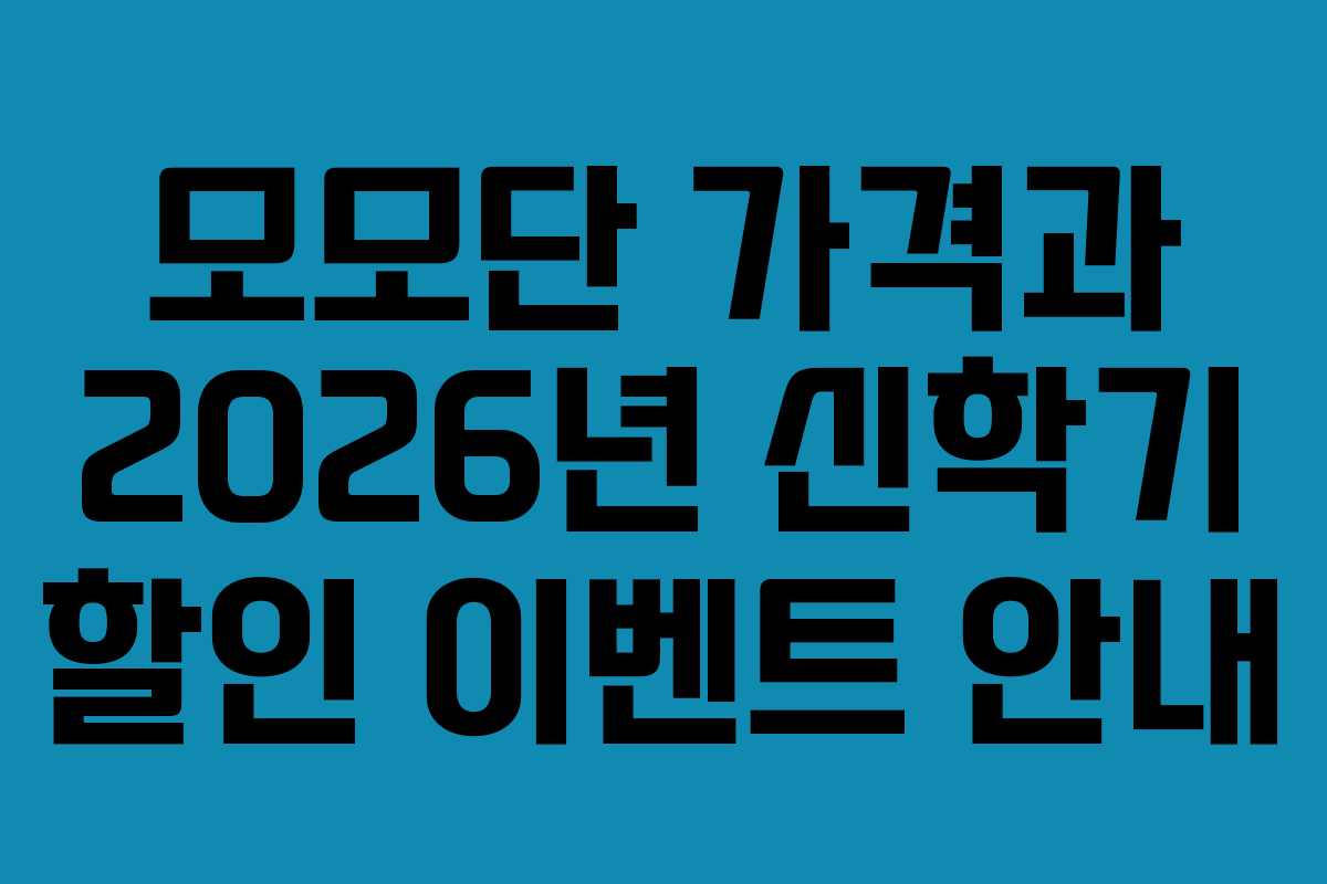 모모단 가격과 2026년 신학기 할인 이벤트 안내