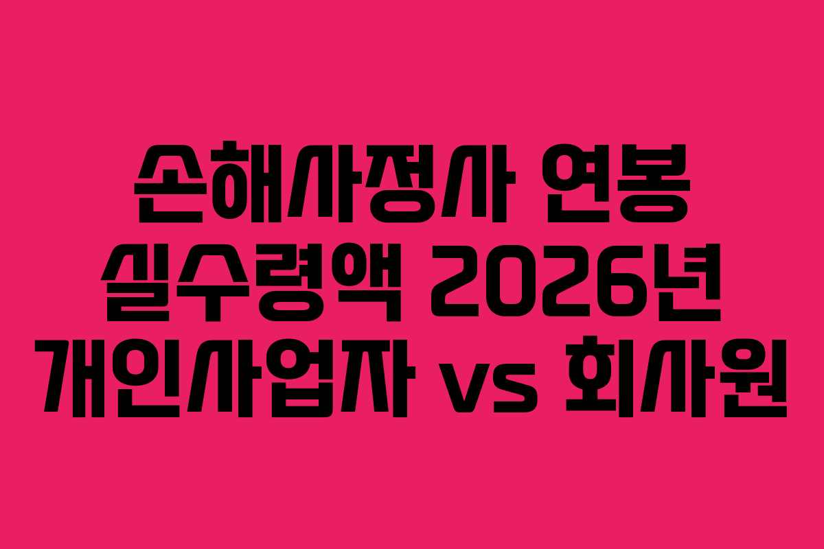 손해사정사 연봉 실수령액 2026년 개인사업자 vs 회사원 손해사정사 연봉 실수령액 2026년 개인사업자 vs 회사원