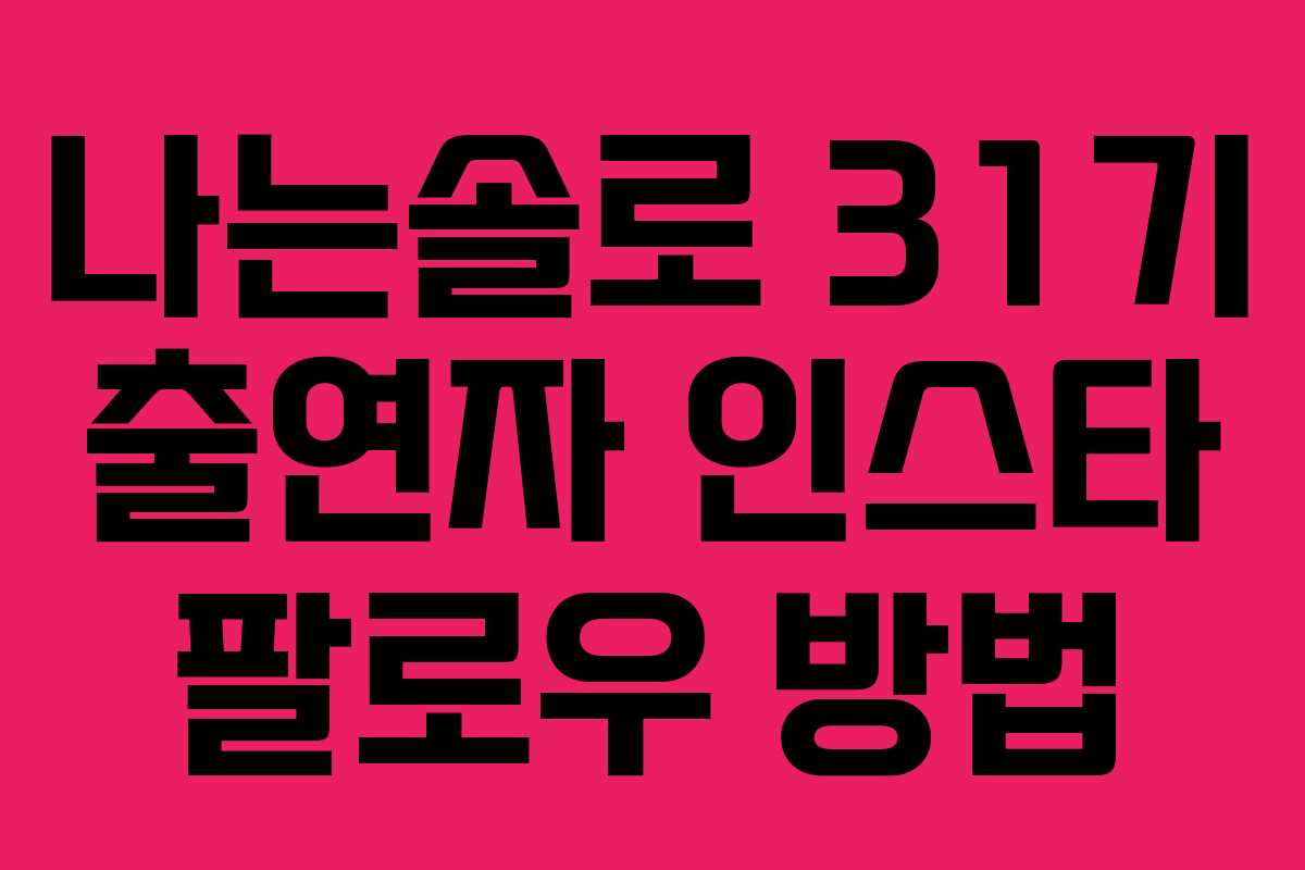 나는솔로 31기 출연자 인스타 팔로우 방법