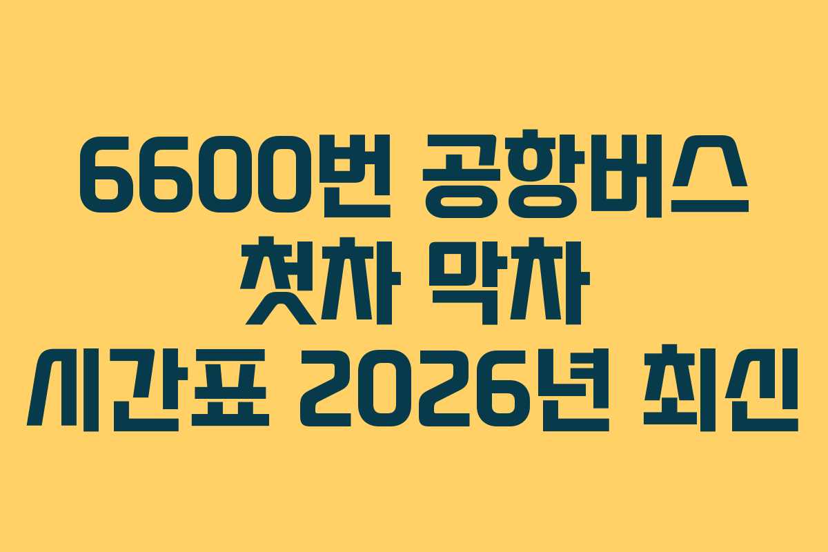 6600번 공항버스 첫차 막차 시간표 2026년 최신