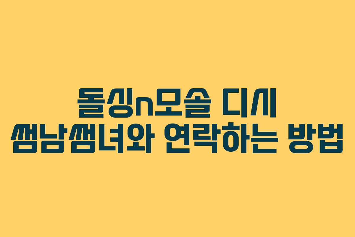 돌싱n모솔 디시 썸남썸녀와 연락하는 방법 돌싱n모솔 디시 썸남썸녀와 연락하는 방법