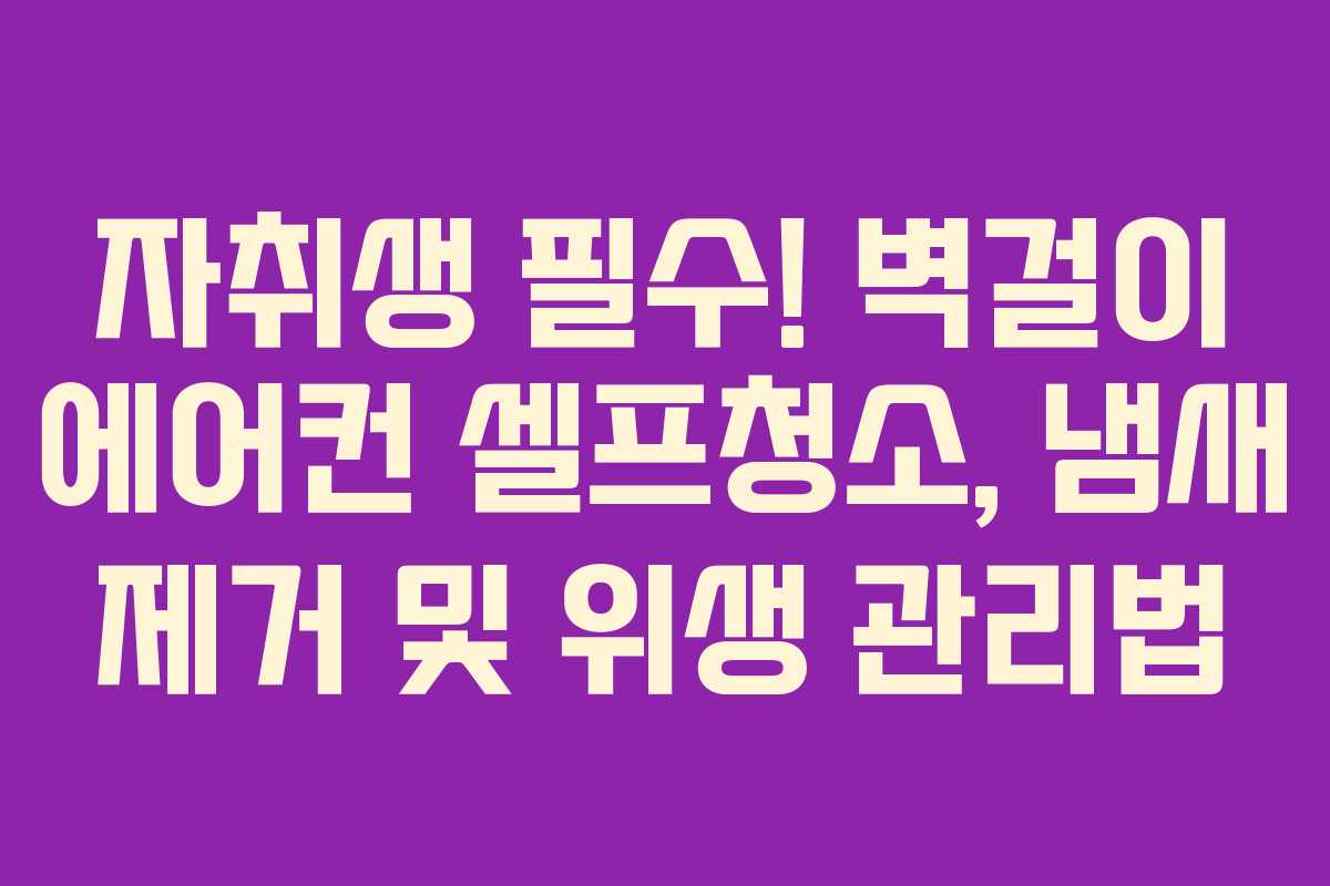 자취생 필수! 벽걸이 에어컨 셀프청소, 냄새 제거 및 위생 관리법
