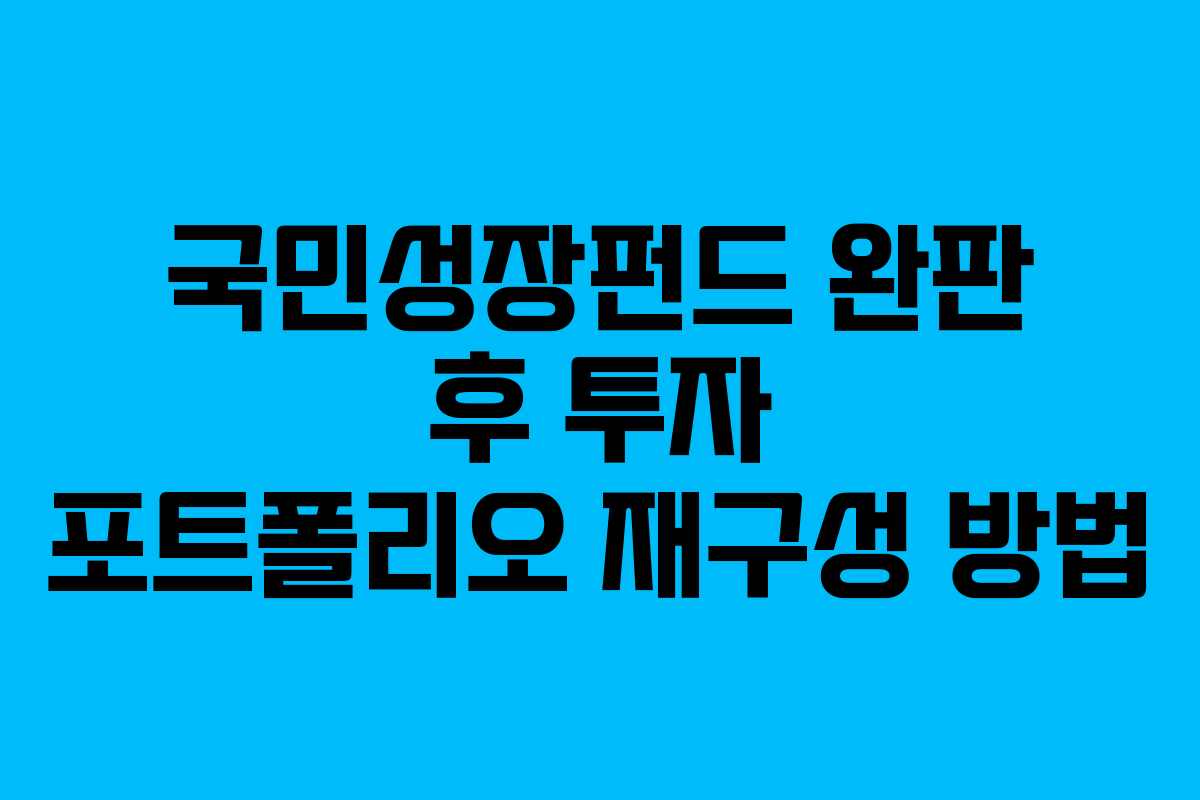 국민성장펀드 완판 후 투자 포트폴리오 재구성 방법