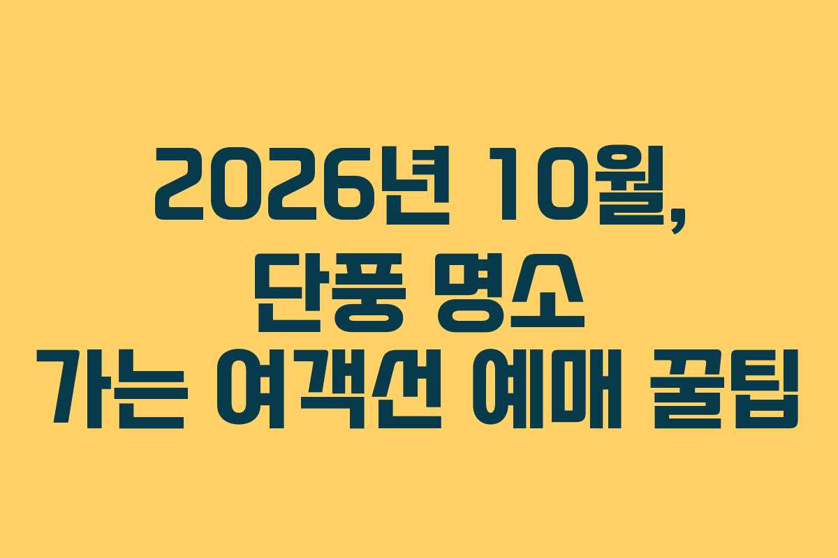 2026년 10월, 단풍 명소 가는 여객선 예매 꿀팁