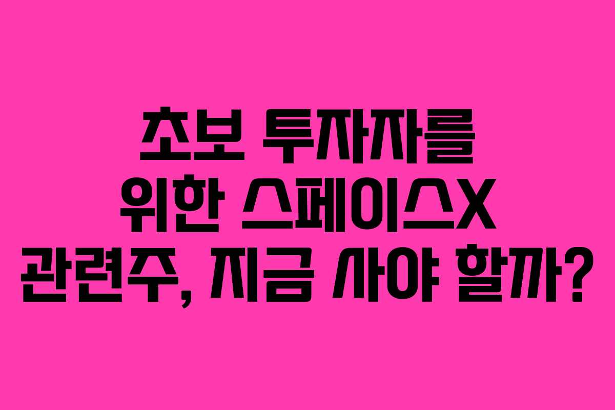 초보 투자자를 위한 스페이스X 관련주, 지금 사야 할까? 초보 투자자를 위한 스페이스X 관련주, 지금 사야 할까?