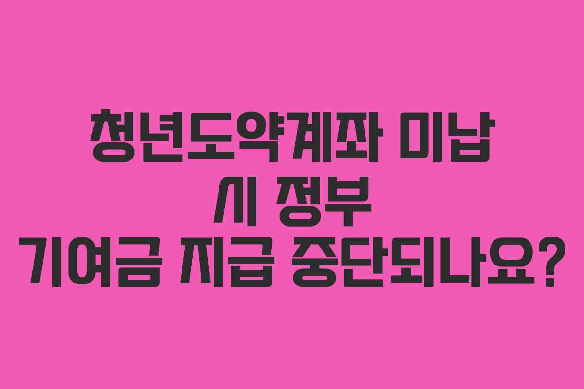 청년도약계좌 미납 시 정부 기여금 지급 중단되나요?