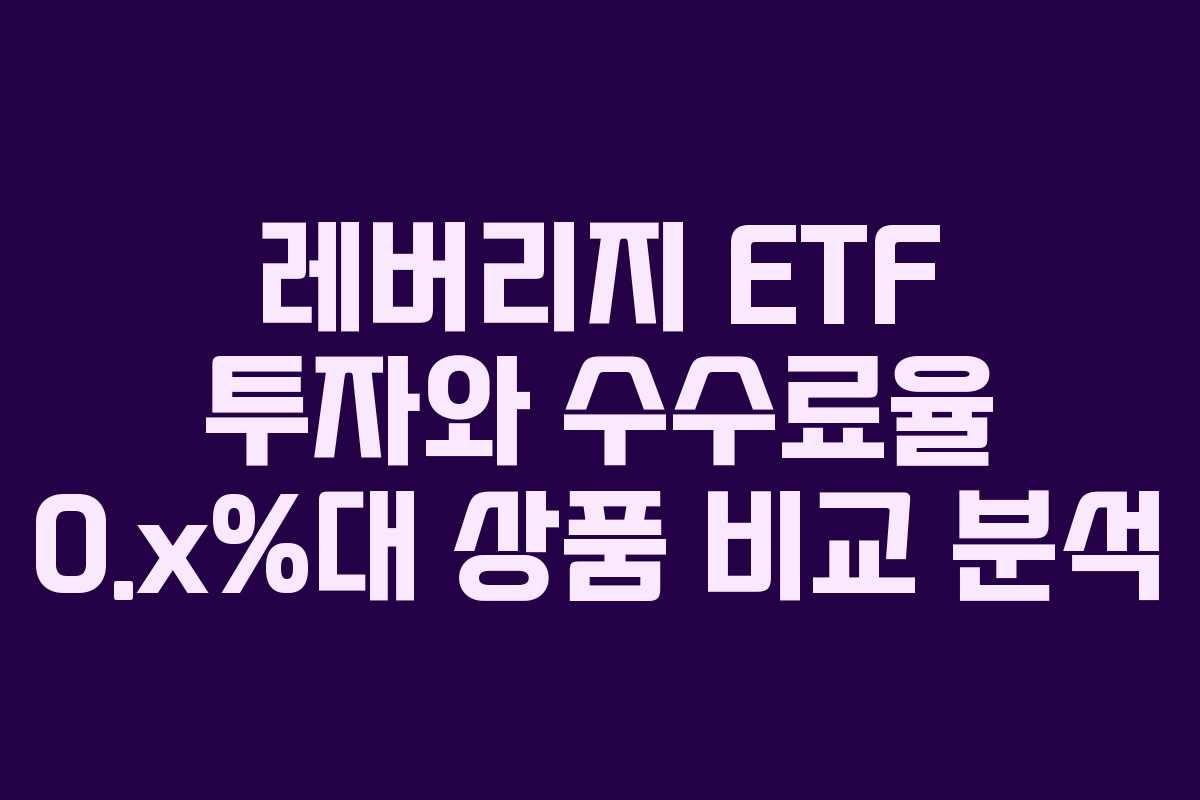 레버리지 ETF 투자와 수수료율 0.x%대 상품 비교 분석