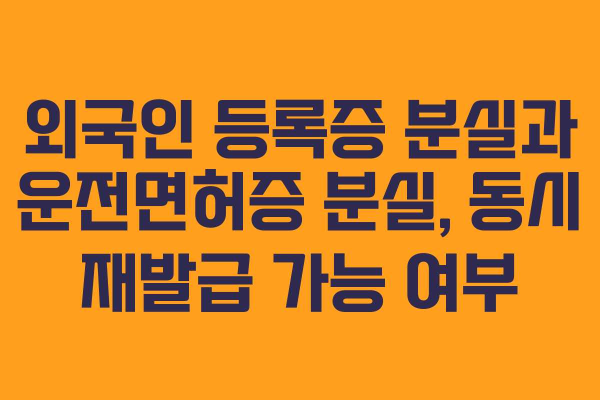 외국인 등록증 분실과 운전면허증 분실, 동시 재발급 가능 여부