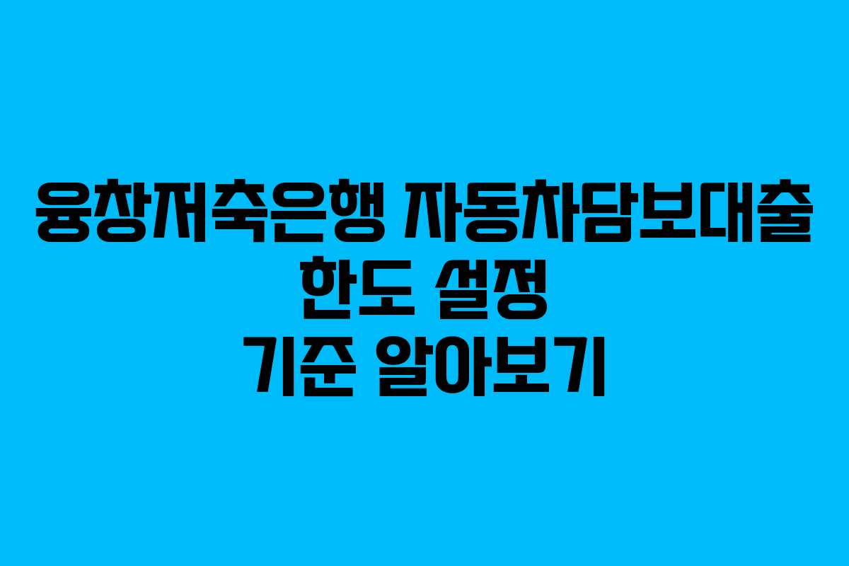 융창저축은행 자동차담보대출 한도 설정 기준 알아보기