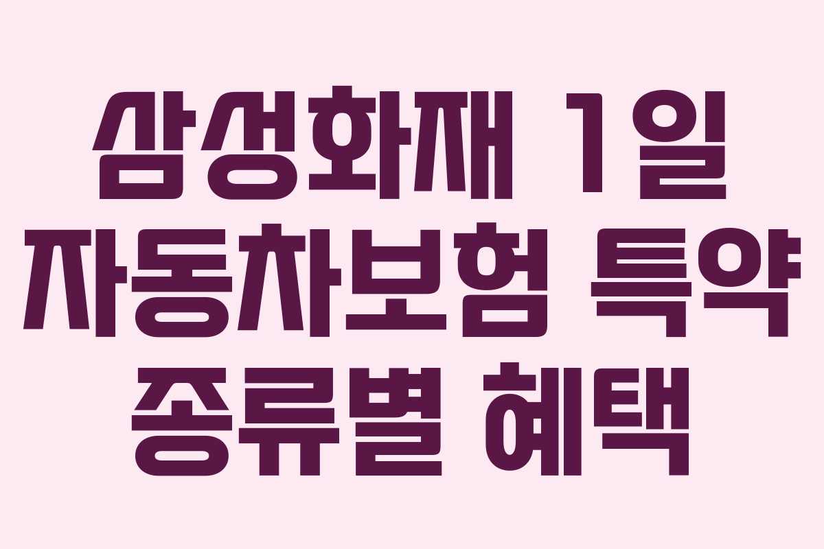 삼성화재 1일 자동차보험 특약 종류별 혜택 삼성화재 1일 자동차보험 특약 종류별 혜택