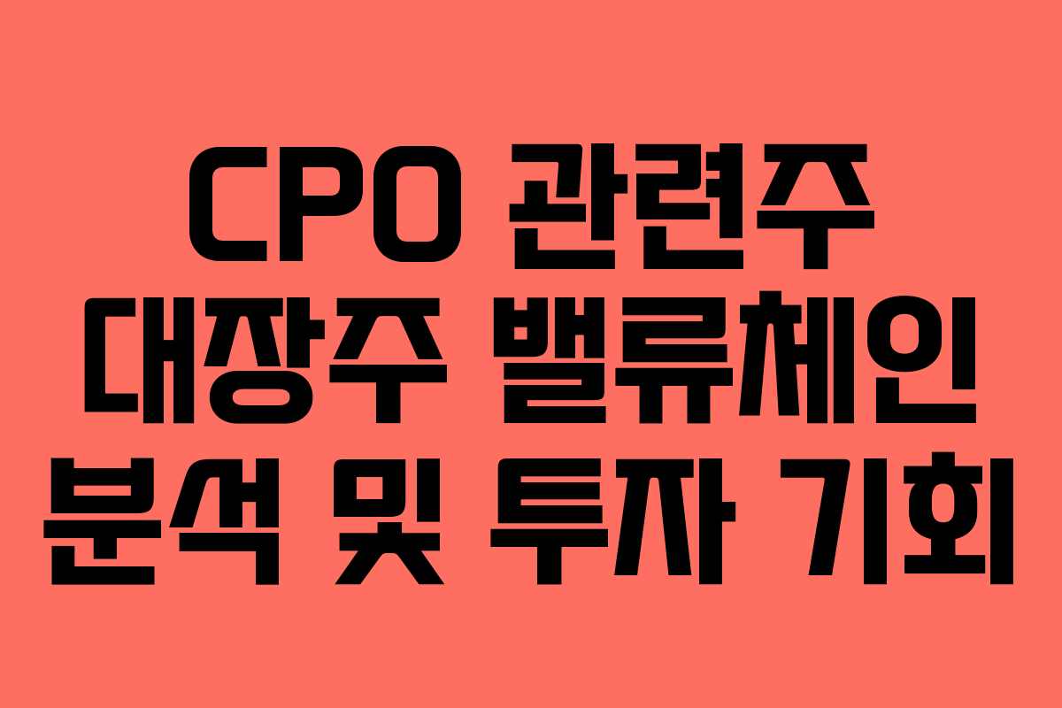 CPO 관련주 대장주 밸류체인 분석 및 투자 기회