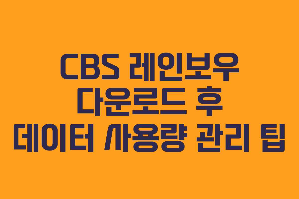 CBS 레인보우 다운로드 후 데이터 사용량 관리 팁