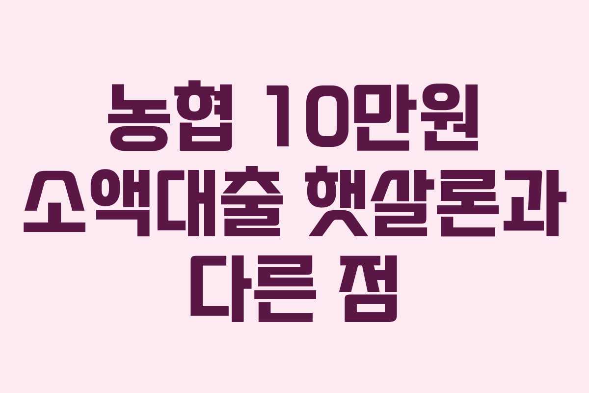 농협 10만원 소액대출 햇살론과 다른 점 농협 10만원 소액대출 햇살론과 다른 점