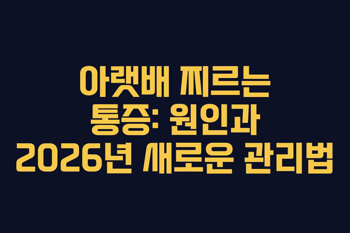 아랫배 찌르는 통증: 원인과 2026년 새로운 관리법