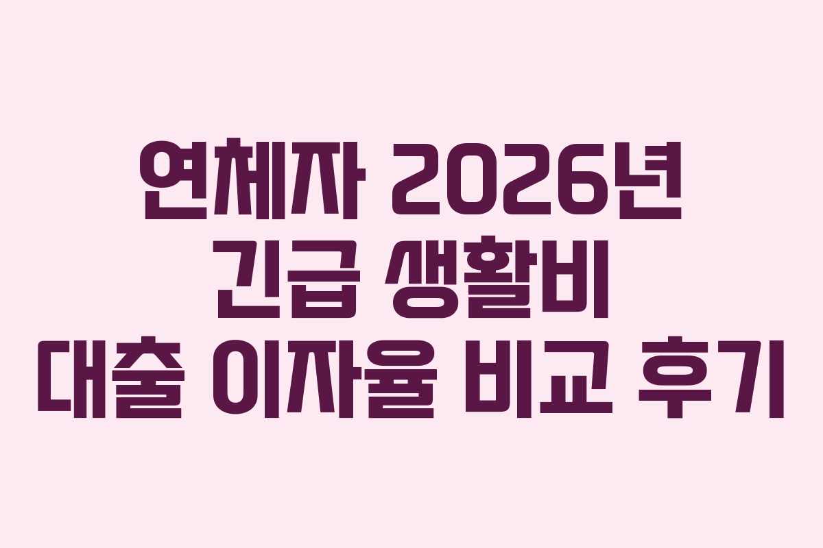 연체자 2026년 긴급 생활비 대출 이자율 비교 후기