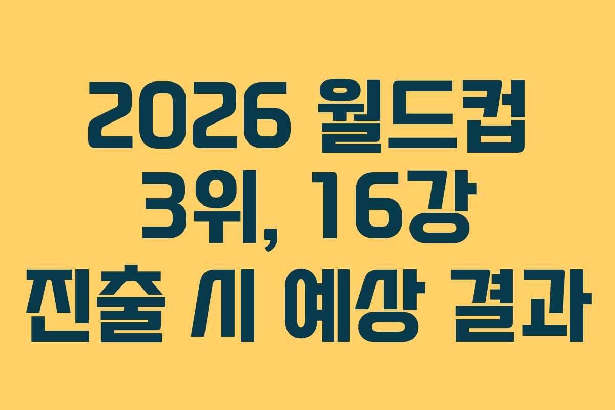 2026 월드컵 3위, 16강 진출 시 예상 결과