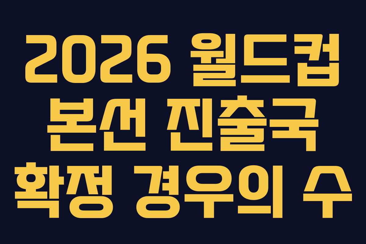 2026 월드컵 본선 진출국 확정 경우의 수