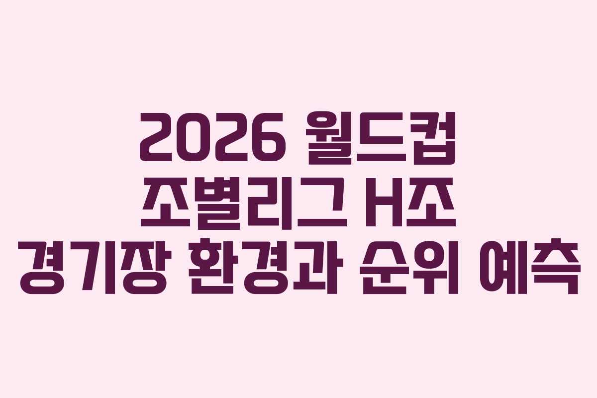 2026 월드컵 조별리그 H조 경기장 환경과 순위 예측
