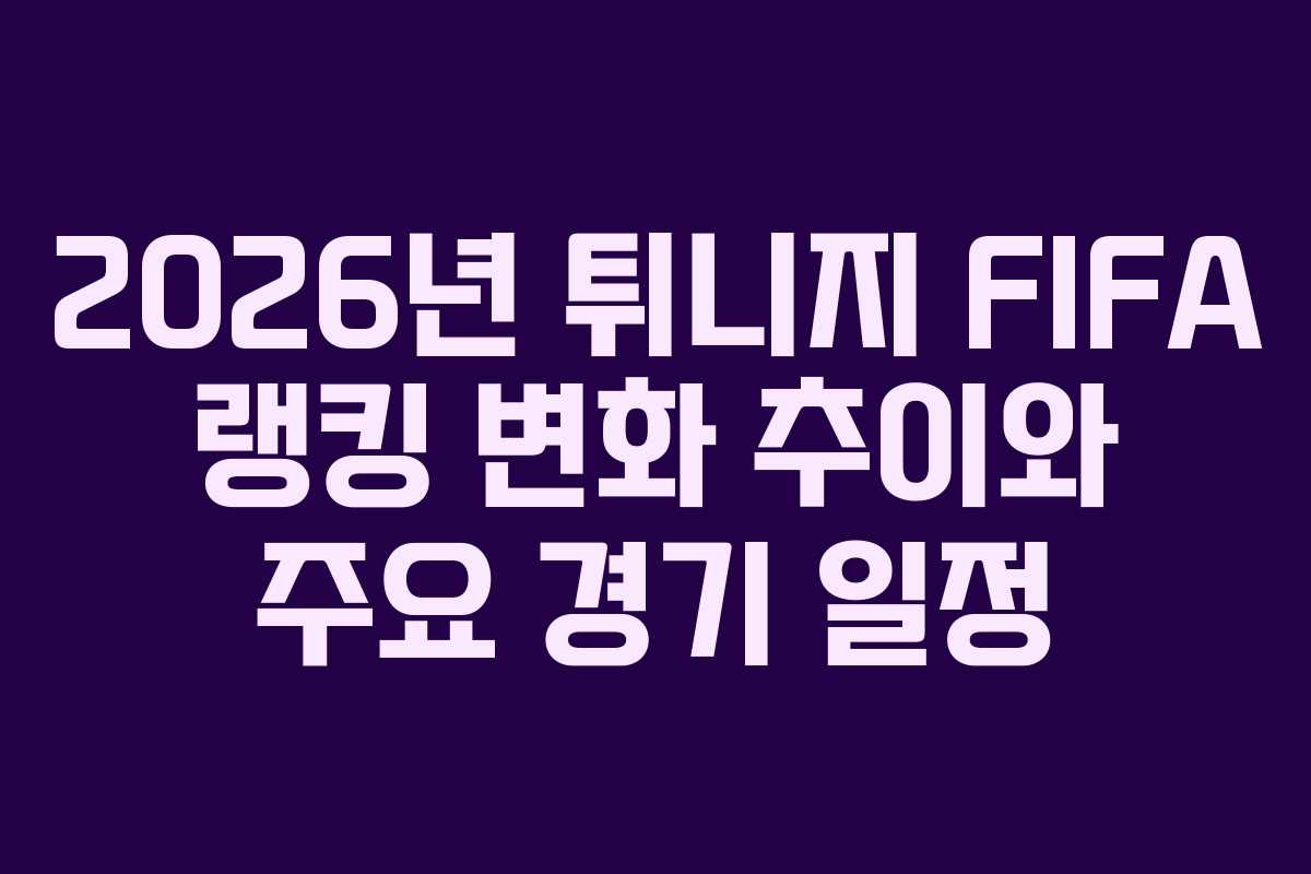 2026년 튀니지 FIFA 랭킹 변화 추이와 주요 경기 일정