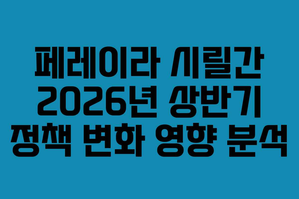 페레이라 시릴간 2026년 상반기 정책 변화 영향 분석