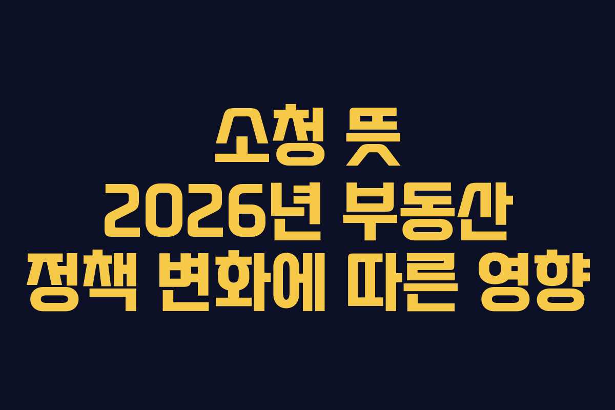 소청 뜻 2026년 부동산 정책 변화에 따른 영향